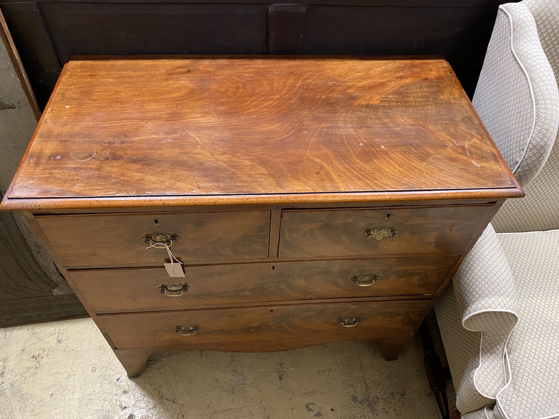 A Regency mahogany four drawer chest, width 98cm, depth 48cm, height 96cm